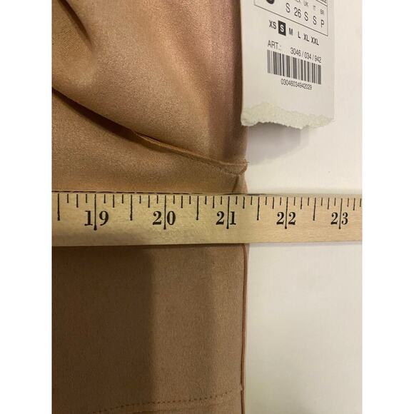 Zara Faux Suede Blush Pink Open Sweater Jacket Western Boho Fringe Size Small - Picture 15 of 16